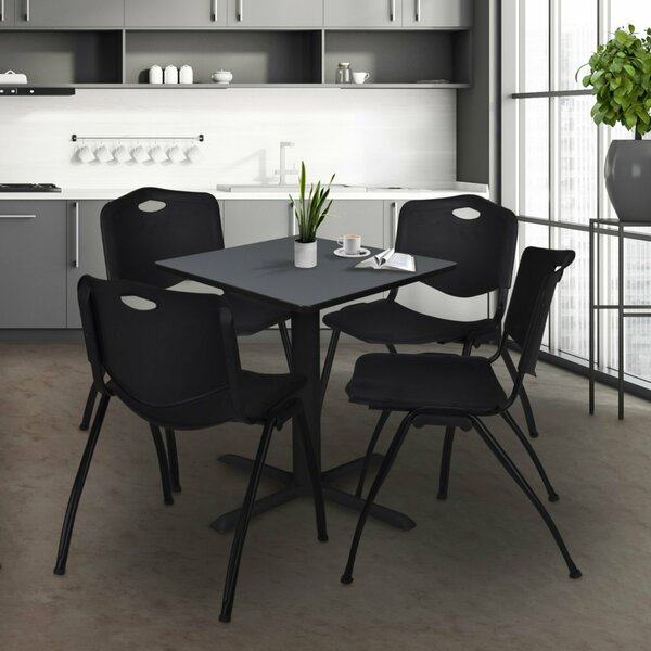 Cain Square Tables > Breakroom Tables > Cain Square Table & Chair Sets, 30 W, 30 L, 29 H, Grey TB3030GY47BK